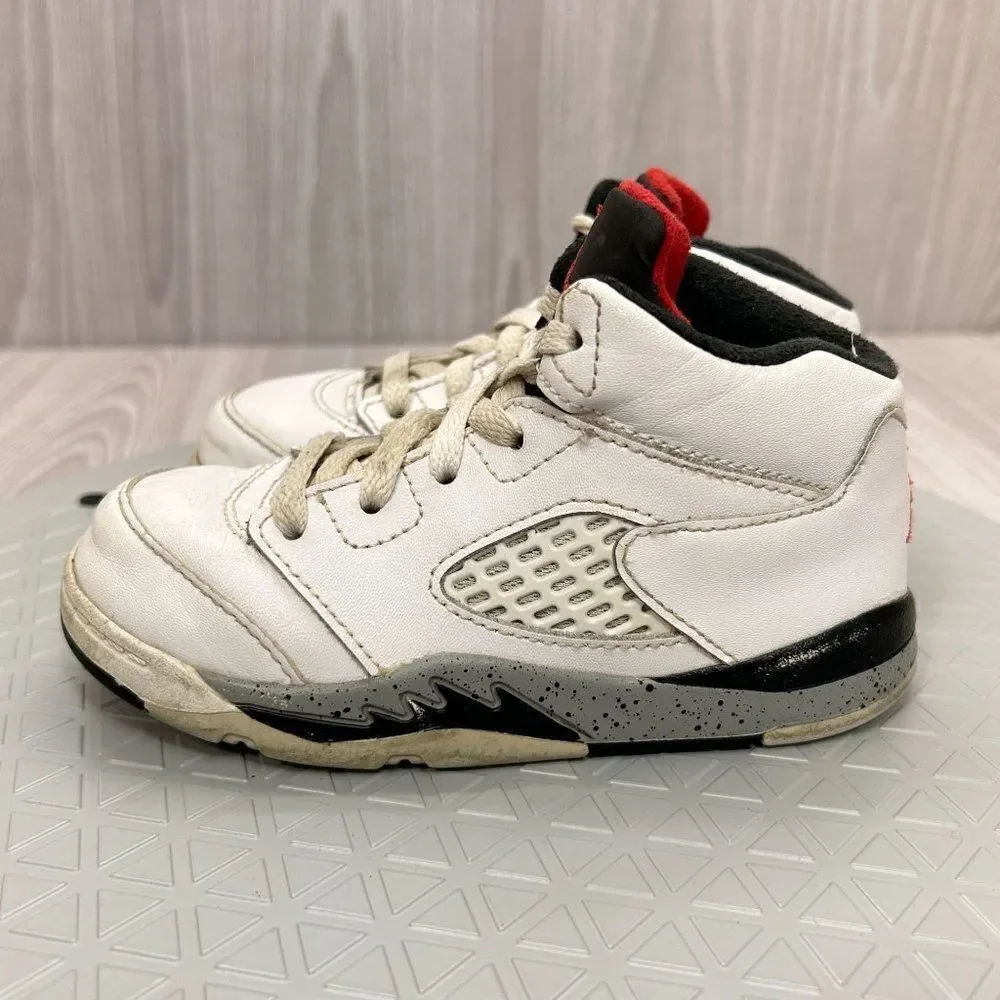 Nike Air Jordan 5 Retro TD White Cement Toddler Sneakers Shoes 440890-104 Sz 8C - Picture 8 of 12
